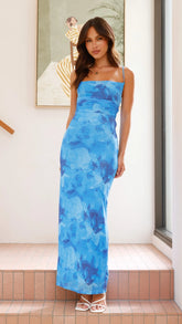 Ashley Maxi Dress - Dark Blue Floral